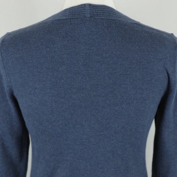 Eddie Bauer Women's Small Blue Cotton Blend V-Neck Tight Knit Sweater - Picture 4 of 6